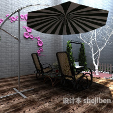阳台花园遮阳伞3d模型下载