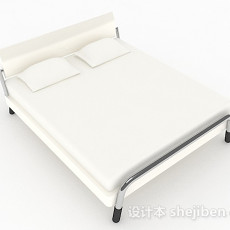 白色简约双人床3d模型下载