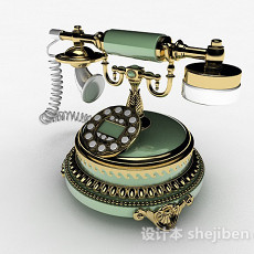 绿色复古电话机3d模型下载