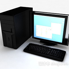黑色台式电脑3d模型下载
