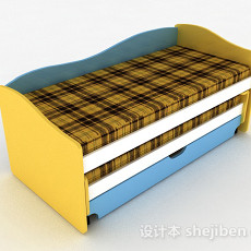 现代风多色条纹床3d模型下载