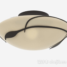 中式风格白色吸顶灯3d模型下载