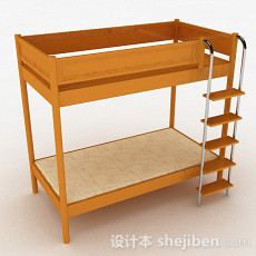 木质上下层单人床3d模型下载
