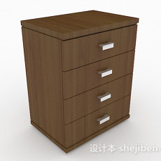 棕色四层木质床头柜3d模型下载
