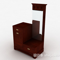 枣红色木质衣柜3d模型下载
