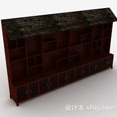 棕色大型木质展示柜3d模型下载