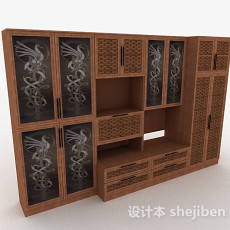 中式家居衣柜3d模型下载