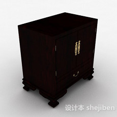 中式棕色衣柜3d模型下载