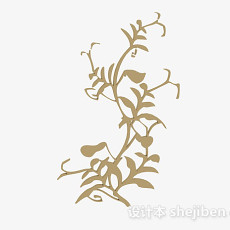 姜黄色木质花卉雕刻品3d模型下载