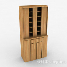 浅木色木质双门展示柜3d模型下载