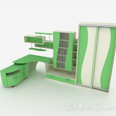 绿色衣柜组合3d模型下载