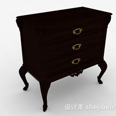欧式木质床头柜3d模型下载
