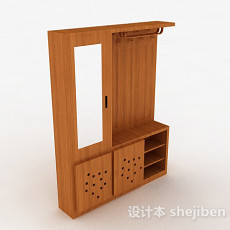 浅木色木质衣柜3d模型下载