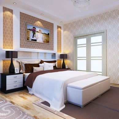 贵州省现代卧室床头背景墙装修设计效果图