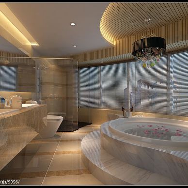 阳基天御山现代卫浴瓷砖淋浴房装修设计效果图