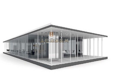 现代简洁造型3d别墅模型下载