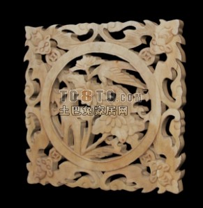 中式木雕花片3D模型11套