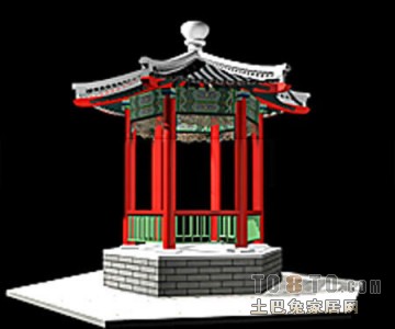 中式古亭3d模型下载