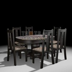 黑色圆桌3d模型下载