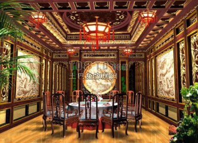 中式餐厅13d模型下载