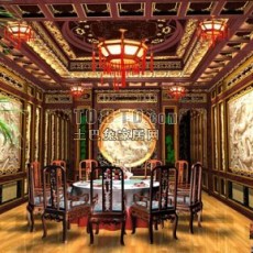 中式餐厅13d模型下载