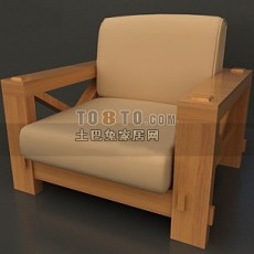 中式休闲实木沙发3d模型下载