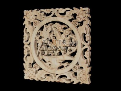 中式木雕花片3D模型11套