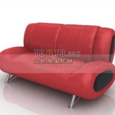 红色现代双人沙发3d模型下载