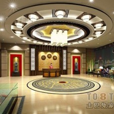 现代中式餐厅3d模型下载