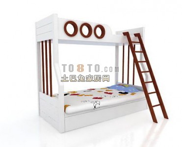 儿童双层床3D模型-儿童家具模型