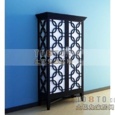 中式古典衣柜383d模型下载