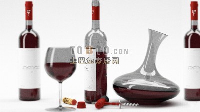 漂亮的红酒瓶子3d模型下载