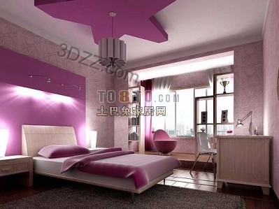粉红色的卧室3d模型