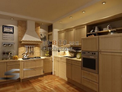 实木欧式橱柜厨房3D模型8