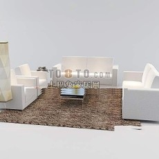 洁白的现代中式沙发3d模型下载