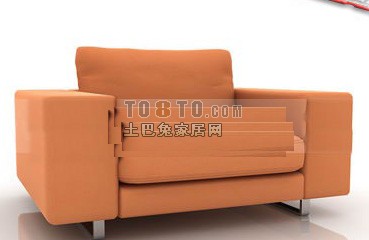 橙色现代布艺沙发3d模型