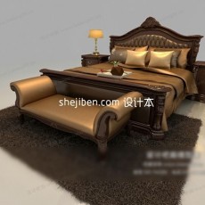 美式家具床3d模型下载
