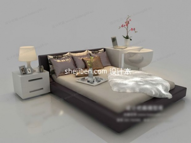  双人床3d模型