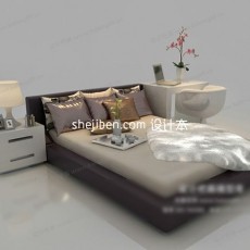  双人床3d模型下载