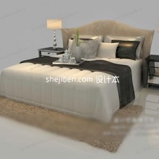 欧式双人床家具3d模型下载