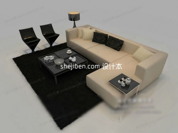 现代沙发组合茶几3d模型下载