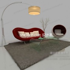 超给力创意型现代沙发茶几组合3d模型下载