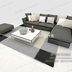 素雅怡淡现代简约沙发茶几组合3d模型下载