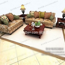 欧式沙发茶几3d模型下载