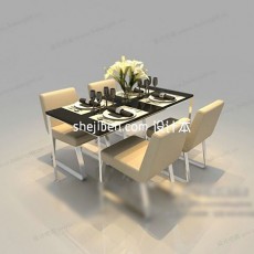 现代洁白清新餐厅3d模型下载