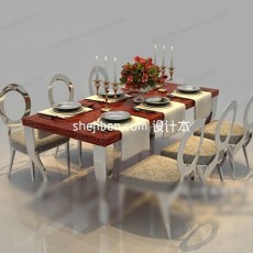 欧式时尚餐桌椅3d模型下载