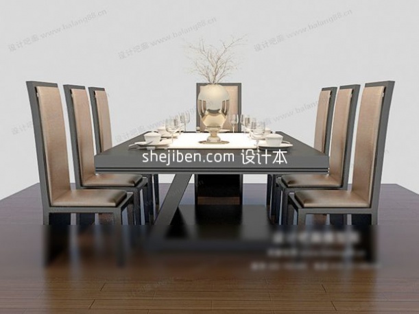 现代6人餐桌椅