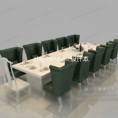 豪华大气欧式餐桌椅3d模型下载