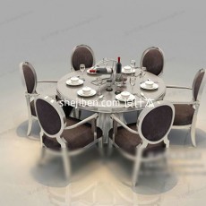 时尚高雅小圆形餐桌3d模型下载