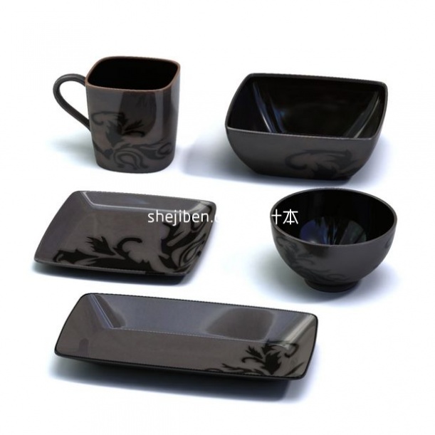 黑色茶碟3d模型网